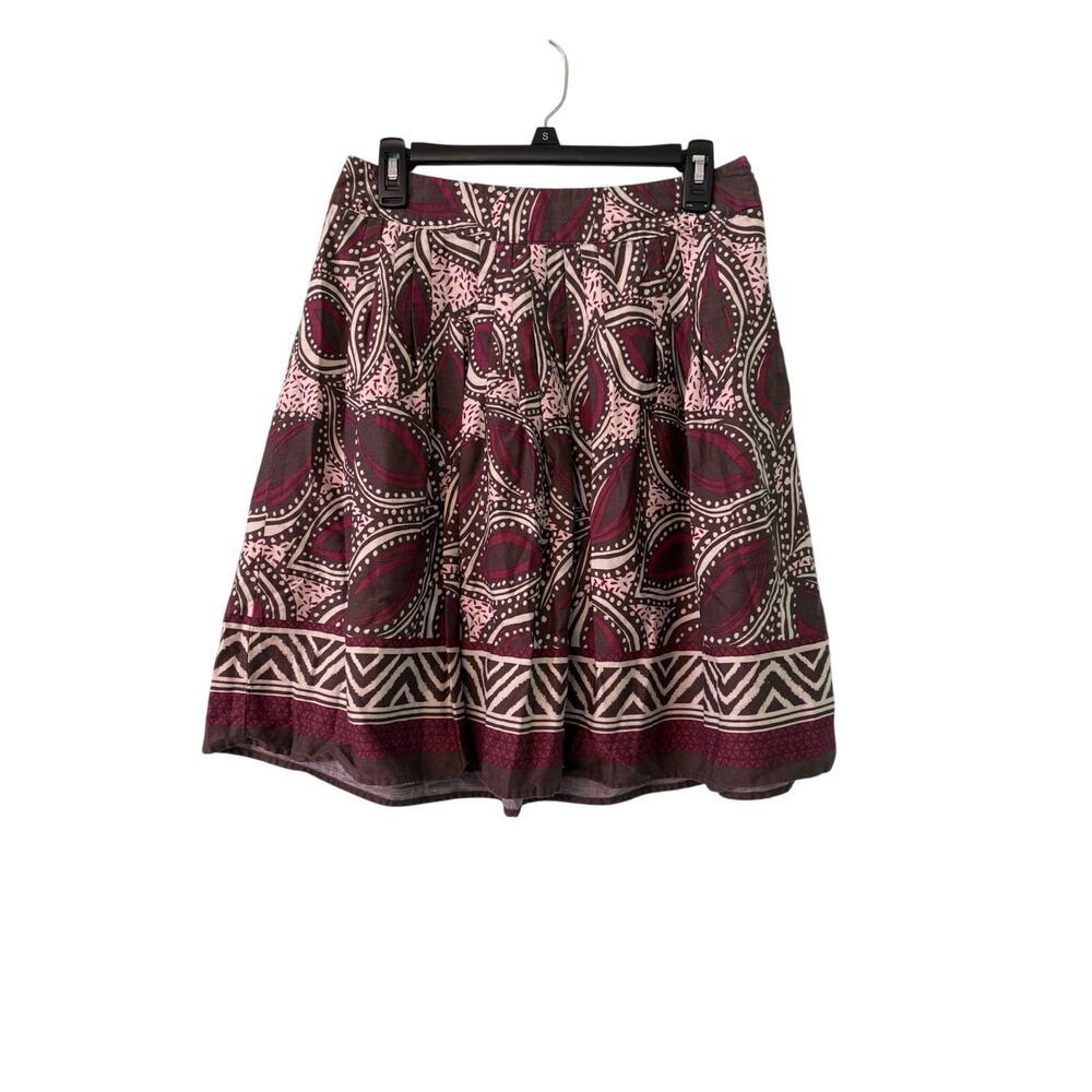 St Johns Bay A-Line Skirt Size 6 Knee Length Lined Purple Brown Geometric Casual